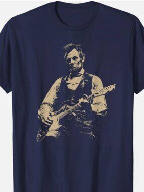 Abraham Lincoln Playing Electric Guitar T-shirt - Funny History Rock Graphic Tee